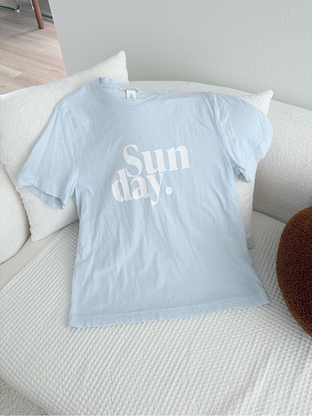 H&M Sunday Graphic Tee Pale blue relaxed fit size S